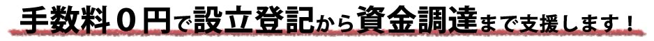 手数料0円で設立登記から資金調達まで支援します